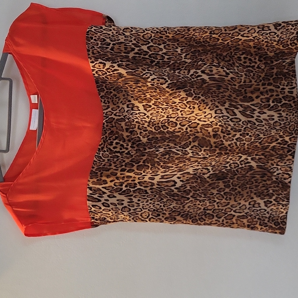 New York & Co Leopard Print and Red Women's Top